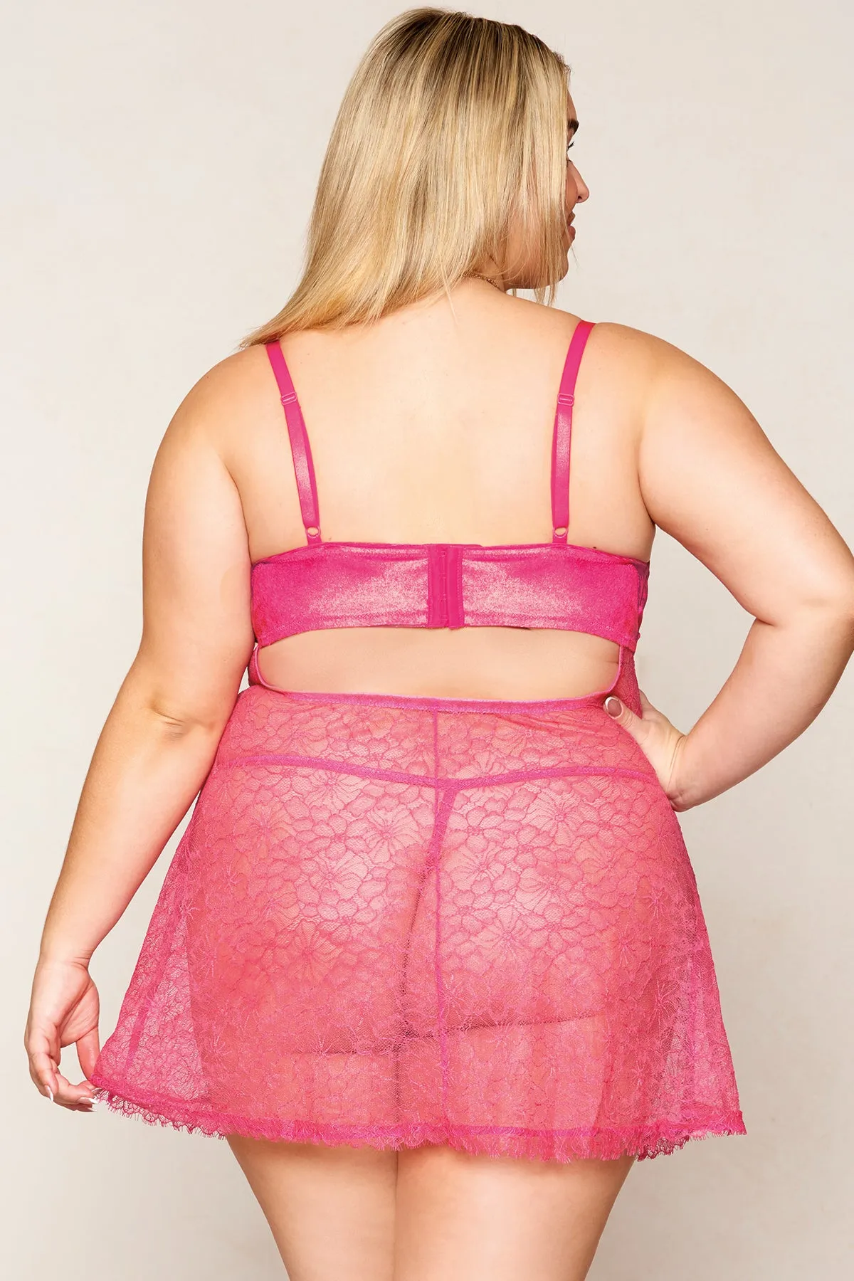 Velvet Underbust Lace Babydoll