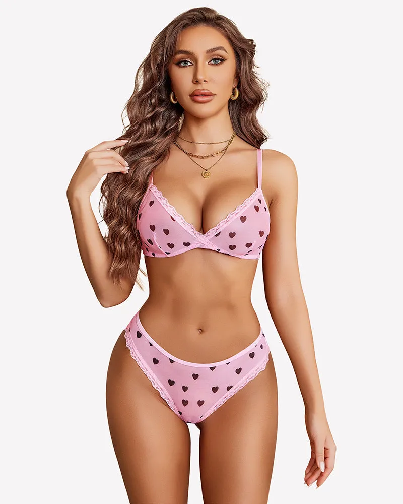 Wireless Mesh Lace Bra and Panty Sets