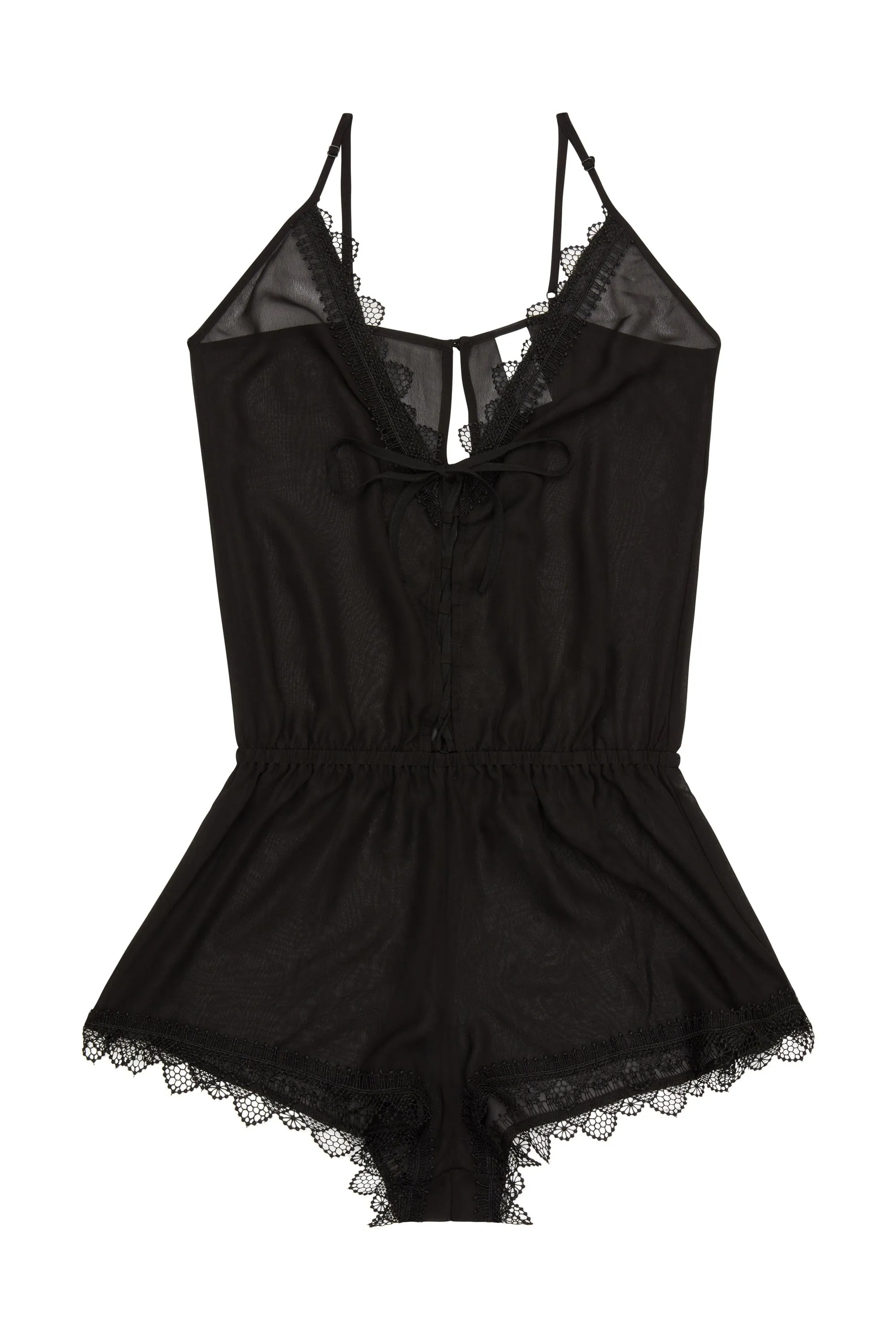 Wolf & Whistle Lillie Crochet Trim Chiffon Playsuit
