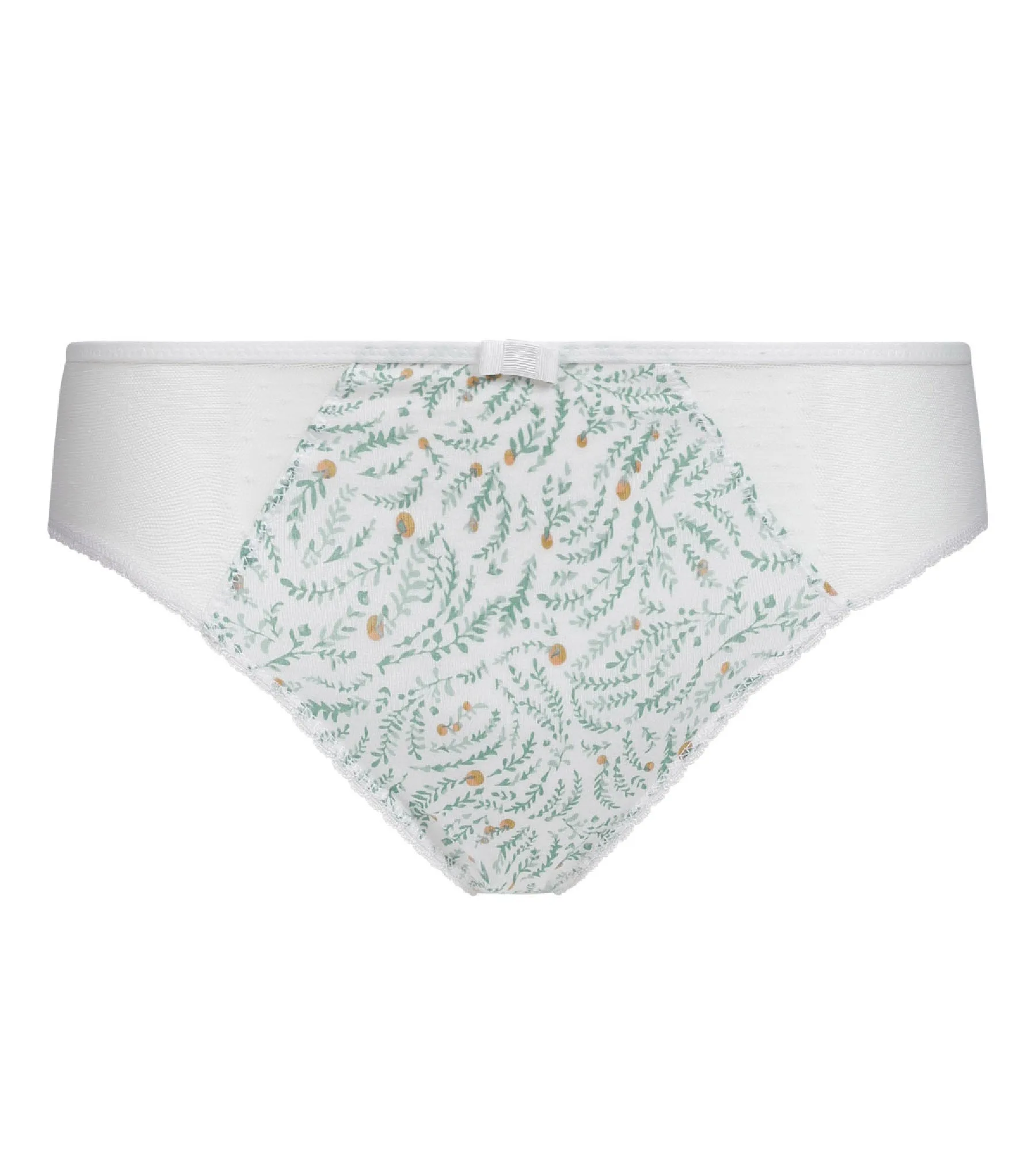 Women's cotton and tulle briefs with vegetal pattern White Generous Organic Cotton
