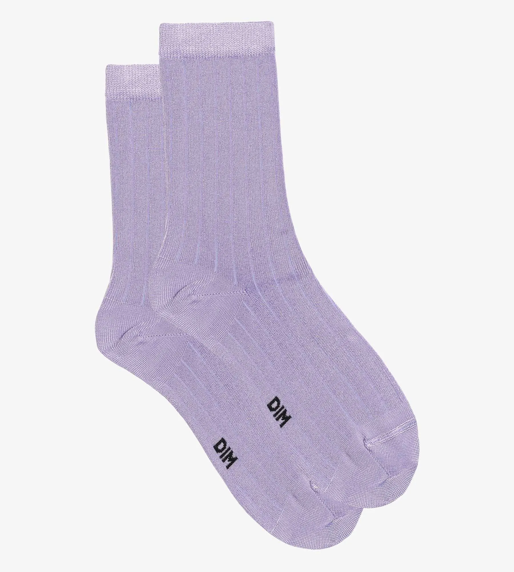 Women's ribbed socks in satin cotton Lila Dim Mode