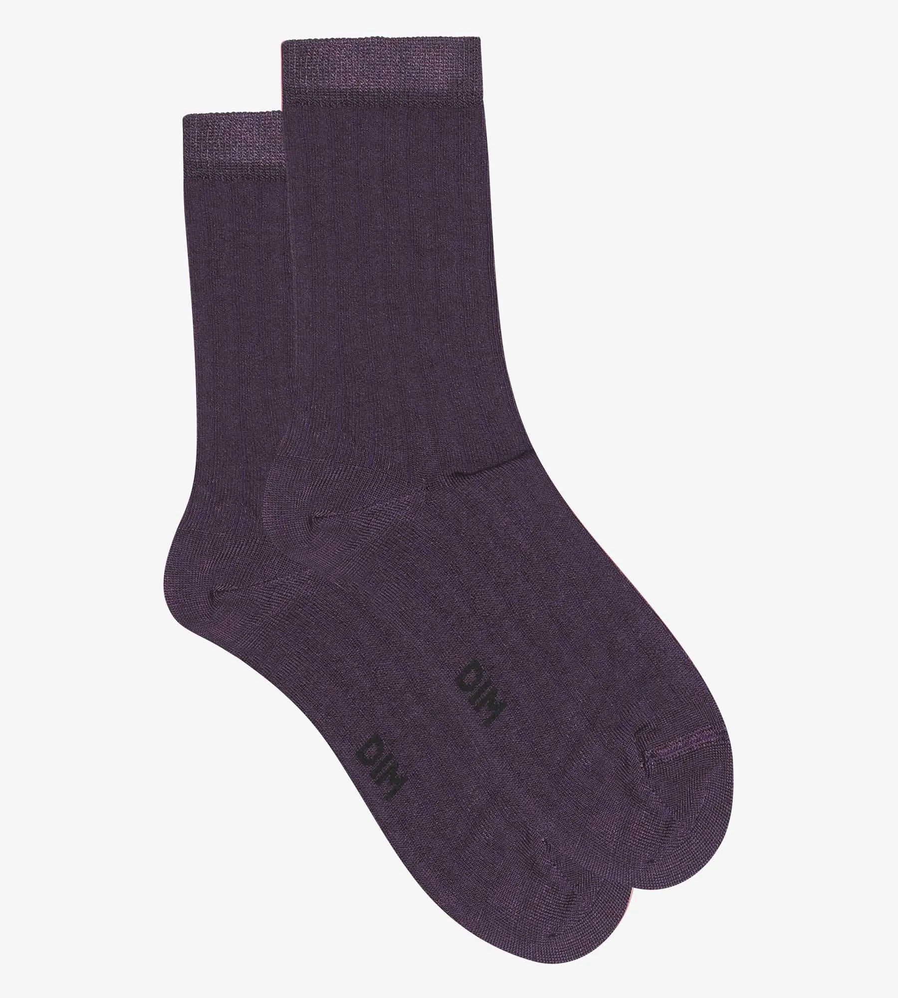 Women's ribbed socks in satin cotton Violet Dim Mode