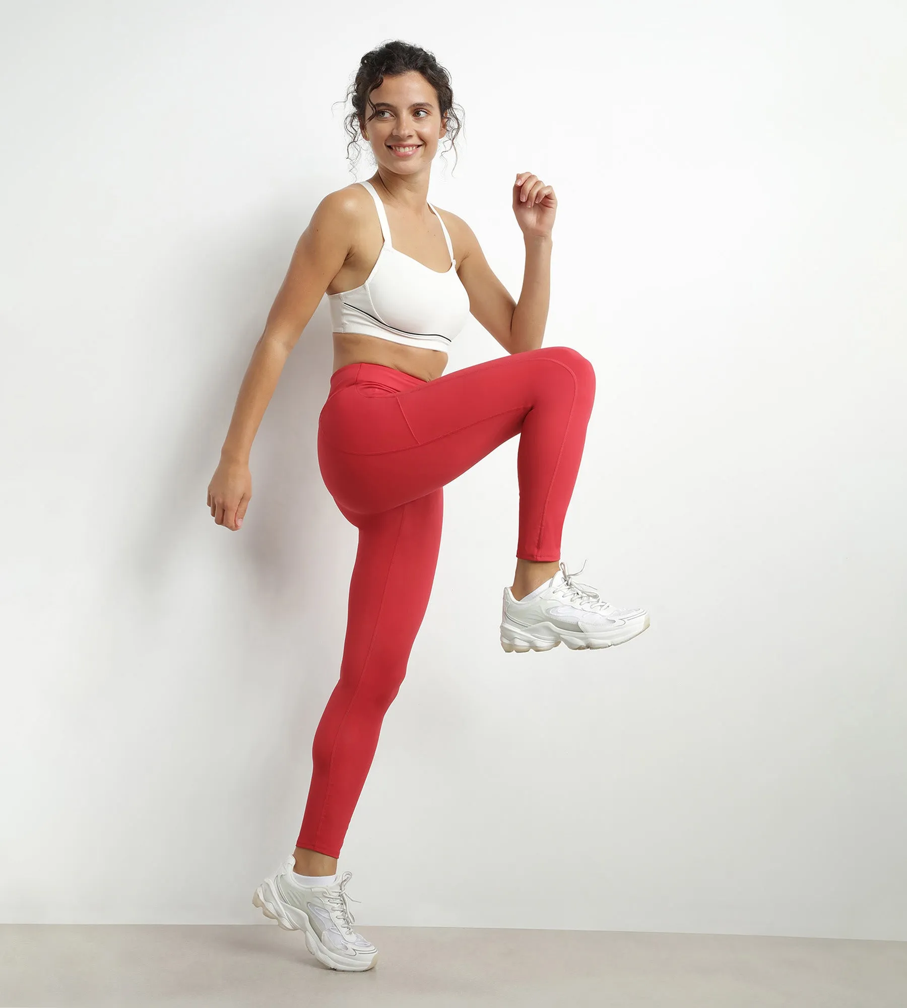 Women's sports leggings in sculpting microfiber Dim Move Red