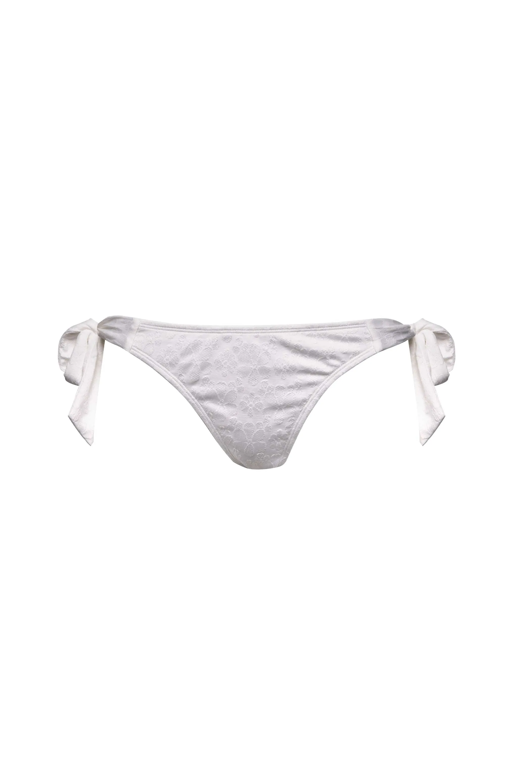 Zoe Mix & Match White Floral Texture Tie Side Bikini Bottom