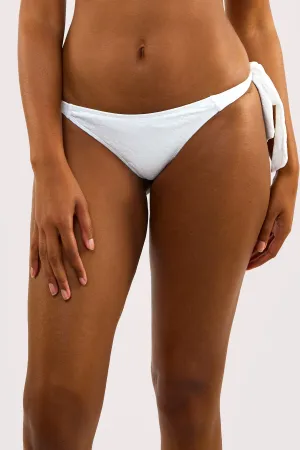 Zoe Mix & Match White Floral Texture Tie Side Bikini Bottom